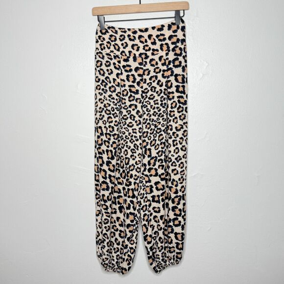 Victoria's Secret Womens Harem Pants XS‎ Tan Cheetah Print Sheer Lounge Jogger - Picture 1 of 11